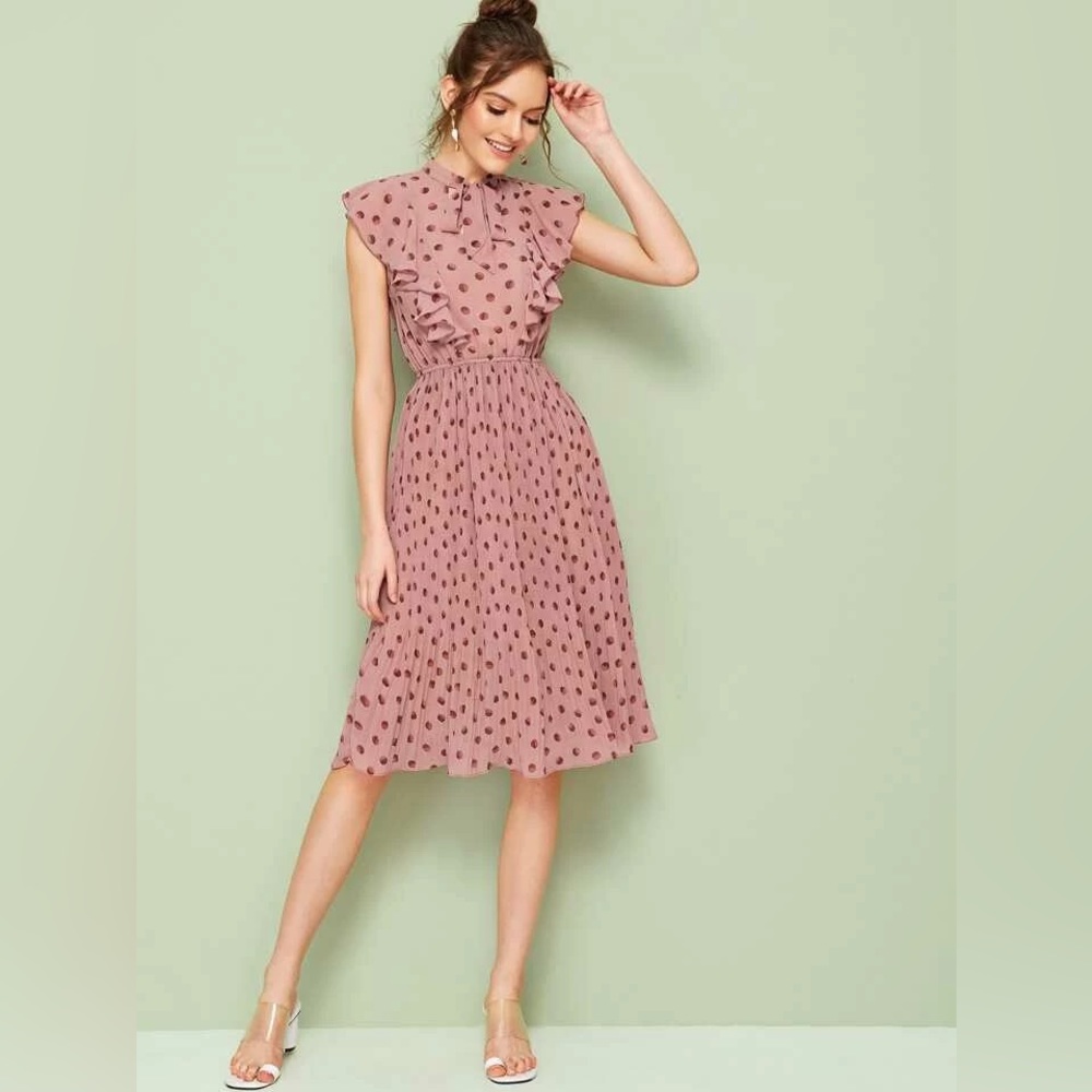 Ladies Pink Polka Dot Dress - size medium